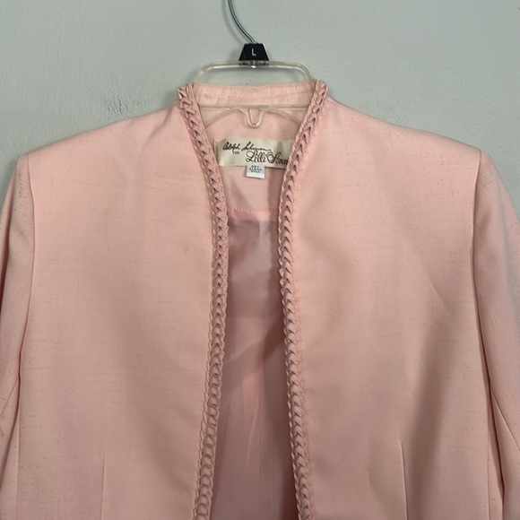 Adolph Schuman for Lilli Ann light pink open silk suit blazer with braided trim - Picture 3 of 10